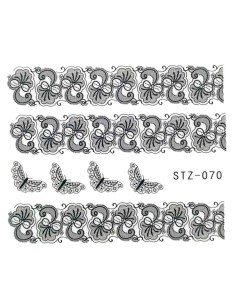 STZ-070 | Τατουάζ νερού, μαύρη δαντέλα | Water transfer