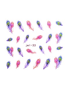 JEL-33 | Τατουάζ νερού, φτερά παγωνιού | Water transfer